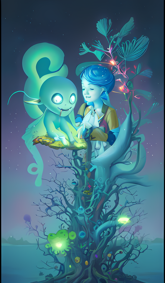 09809-956740237-a surreal Bioluminescent, very very very cute Silene in a happy world by Daniel Merriam, Trending on Artstation, oil on Canvas b.png